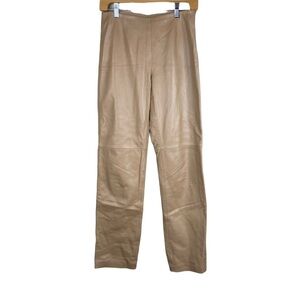 Hugo Buscati Collection Tan Leather Pants Size 6 Genuine Leather Lined Y2K 90s